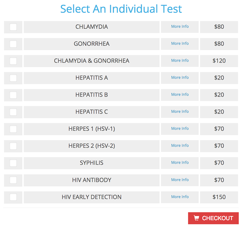 Select an STD test to order in Coalinga. 